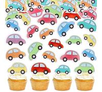Cyodoos 96pcs Edible VW Bug Car Cake Toppers Vintage Classic Car Cake Decorations 90s Cars Birthday Decorations Convertible Vintage Cars Theme Cupcake Picks for Baby Shower party