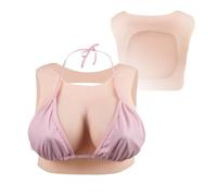 Cyomi Silicone Breast Forms Fake Boobs Silicone Breastplates Round Collar with Hollow Back for Crossdresser Transgender Cosplay Drag Queen B-G Cup (Plus Size)