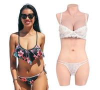 Cyomi Silicone Breast Forms Realistic Breastplate Artificial Breasts Enhancers Bodysuit for Crossdresser Transgender Drag Queen Cosplay Mastectomy (Yellow,Plus size-D Cup)