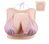 Cyomi Silicone Breast Forms Realistic Breastplate Round Collar with Hollow Back Silicone Breastplates for Crossdressers Cosplay Drag Queen Transgender B-G cup