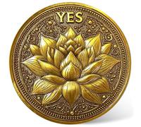 CYOUNG Golden Decision-Making Coin - Elegant Yes/No Challenge Coin with Lotus and Phoenix Design