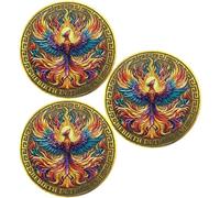 CYOUNG Phoenix Rising Sobriety Chip - Colorful AA Recovery Medallion with Serenity Prayer (Pack of 3)