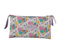 CYP BRAND Gabby- Triple Pencil Case, Pencil Case, 5 Compartments, Preschool, Pencil Case, Gabby, Pandy Patitas, Purple Color, Official Product