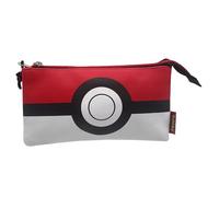 Pokémon - Triple Pencil Case, 5 Compartments, School Supplies, Case, Pokeball, White and Red, Official Product (CyP Brands)
