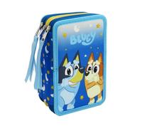 CyP Brands-Bluey,3-Tier Pencil Case with School Supplies, Officially Licensed Full Case, Pencils, Pens, Ruler and More