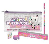CyP Brands- Gabby, Stationery Set, Writing, Ruler, Eraser, Pencil Sharpener, Pencil, Case, Pink, Official Product