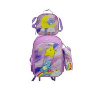 CYP BRANDS Set Trolley Functional, School, Travel, 3 Pcs, Lunch Box, Box, Pink, Official Product, Care Bears