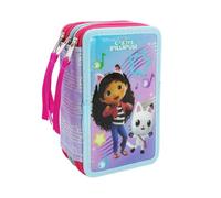 CYPBRANDS Gabby Dollhouse, Pencil Case, 3 Tier Pencil Case, School Supplies, Multicoloured, Official Product