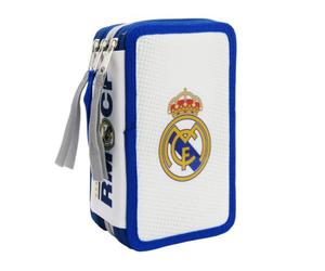 CYPBRANDS Real Madrid, Pencil Case, 3 Tier Pencil Case, School Supplies, Multicoloured, Official Product