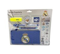 CyP Brands- Real Madrid, Stationery Set, Pencil Case, Pencil, Rubber, Sharpener, Pen, Highlighter, Stickers, Blue Official Product