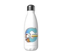 CYPBRANDS Snoopy - Stainless Steel Water Bottle, Airtight Closure, with Letter G Design, Multi-Colour, 550 ml, White, Official Product