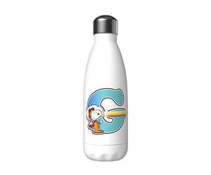 CYPBRANDS Snoopy - Stainless Steel Water Bottle, Airtight Closure, with Letter G Design, Multi-Colour, 550 ml, White, Official Product