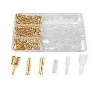 CyperFair 320 PCS Double Bullet Wire Connectors, Copper 0.7 "/1.3" Double Bullet-tip Plug-in Terminal with Insulation Sleeve, Male and Female Terminal Lug, Universal Connector Kit (Gold & White)