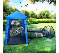 CypherX 3-Tier Main Tower Catio, Outdoor Cat Enclosure with 2 Tunnels