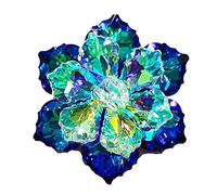 CYPINA Amazing Double Layered Blue Aurora Borealis Vitrail Rhinestone Floral Broach Pin Rainbow Colorful Jewelry, Alloy Steel, crystal