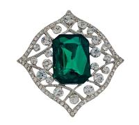 CYPINA Geometric Vintage Emerald Green Rectangular Crystal Art Deco Brooch Pin for Women