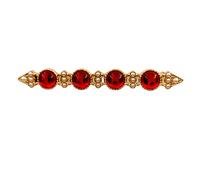 CYPINA Modern Art Vintage Four Red Stone Bar Brooch Pin with Mini Pearls Bodice Stick Deco Brooch Jewelry, crystal