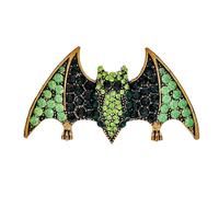 CYPINA Spooky Vintage Green Rhinestone Halloween Bat Brooch Pin