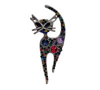 CYPINA Vintage Multi Colored Crystal Rhinestone Cool Walking Cat Brooch Pin Fancy Sunglass Kitty Jewelry