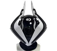 CyplayMach Cyberpunk LED Tactical Mask - White Light Futuristic Cosplay Helmet for Halloween, Party, Sci-Fi Roleplay (Sun & Moon Edition)