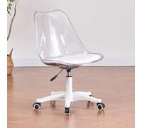 CYPOSLDN Armless Acrylic Office Chair with Wheels,Clear Desk Chair,360° Swivel And Height Adjustable Vanity Chair,Ergonomic Computer Chair,Modern Cute Rolling Home Office Desk Chairs,A