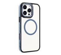 CYPOSLDN Magnetic Case for IPhone 16/16 Pro/16 Pro Max, Carbon Fiber Texture Edge Anti-Slip Phone Case Drop Protection Slim Clear Cover,16pro,Blue