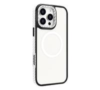 CYPOSLDN Magnetic Case for IPhone 16/16 Pro/16 Pro Max, Carbon Fiber Texture Edge Anti-Slip Phone Case Drop Protection Slim Clear Cover,16pro max,Silver