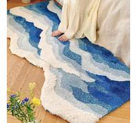 CYPOSLDN Thick Kawaii Bathroom Rug Irregular Wave Pattern Cute Cartoon Bath Mat Luxury Shaggy High Absorbent Shower Rugs Non Slip Machine Washable Ultra Soft Door Mats Bathtub Mat,50 * 80cm