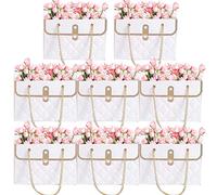 cypreason Paper Flower Bags, 8 Count, 15*10.5*10cm/5.91*4.13*3.94inch, White, Floral, Versatile Occasions, Valentine's Day, Graduation, Thanksgiving, Wedding