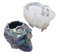 cypreason Skull Mould, Skull Box Silicone Moulds for Resin Casting, Skull Candle Holder Mould, Resin Silicone Mould Craft for , Halloween, Home, Bar Decoration