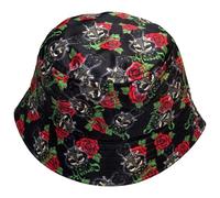Cypress Hill Adult Bucket Hat - Black/Red/Green, L-XL, Cotton, Logo, Patterned, Roses, Skulls