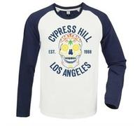 Cypress Hill - Floral Skull Vintage White / Navy Medium Baseball Jers - P2222z