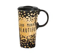 Cypress Home Good Morning Beautiful Ceramic Travel Coffee Mug, 17 ounces
