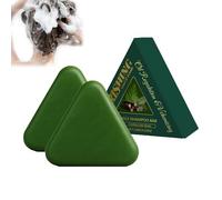 Cypress Leaf Hair Soap Nature Triangle Shampoo Bar, Triangle Green Shampoo Bar, Grass Solid Herbal Sham/poo B/ar, Grass Tria/ngle Solid Shampoo For Thickening & Darkening Smooths Hair (2 PCS)