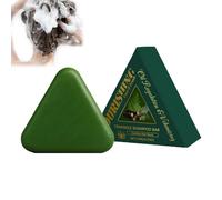 Cypress Leaf Hair Soap Nature Triangle Shampoo Bar, Triangle Green Shampoo Bar, Grass Solid Herbal Sham/poo B/ar, Grass Tria/ngle Solid Shampoo For Thickening & Darkening Smooths Hair (1 PCS)