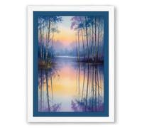 Cypress Waters at Dawn Scenic Framed Wall Art Print A2 (59.4×42cm) White, Wall Decor for Living Room, Bedroom, Office & Home, Ready to Hang, Art Gift
