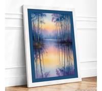 Cypress Waters at Dawn Scenic Framed Wall Art Print A2 White