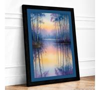 Cypress Waters at Dawn Scenic Framed Wall Art Print A3 Black