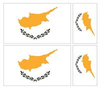 Cypriot Cyprus Flag Vinyl Car Van Stickers, Made in the UK, External Grade Waterproof, The Larger is 100mm by 60mm The Two Smaller is 60mm by 36mm, Pack of 4