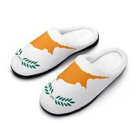Cypriot Cyprus Flag Winter Warm Mens Slippers Rubber Sole Comfortable Cotton House Shoes For Daily Wear 11-12(44-45)