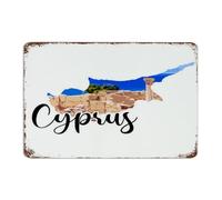 Cyprus 8x12 Inch Metal Signs Rustic Backyard Men Bedroom Wall Decorations Aluminum Metal Sign World Explorer' Landmark Building Tin Signs for Bathroom