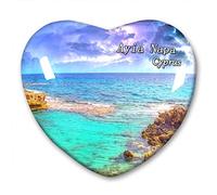 Cyprus Ayia Napa Fridge Magnet Refrigerator Stickers Collection Decorative Magnet Travel Souvenir Heart-Shaped Crystal Glass