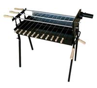Cyprus BBQ Rotisserie Charcoal Barbecue Set - Authentic Cypriot Greek BBQ Foukou Outdoor Garden Steel Barbeque with Free Pair Super Skewers - Modern Extra Wide Black New