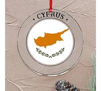 Cyprus Christmas Ornaments Flag Patriotic Round Christmas Tree Ornament Flag Heroes Series Acrylic Personalized Christmas Bauble for Christmas Tree Decorations