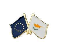 Cyprus & European Union EU Friendship National Flag Lapel Pin Badge - Metal Enamel Brooch 2.4 x 1.9 cm - Cypriot and EU Unity Symbol