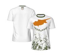 Cyprus Flag Grain Tee Activewear Shirts Soft Workwear Short Sleeve Sport Tops for Running Everyday Summer M