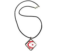 Cyprus North Diamond Shaped Pendant With Black Cord And Velvet Gift Bag
