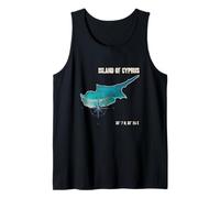 Cyprus Outline with Aerial View and Compass Design Tank Top