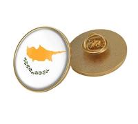 Cyprus Patriotic Flag Pin Badge - Novelty Flag Printed Crystal Patriotic Lapel Pin Brooch,Retro Flag Creativity Geometric Gift Tie Pin Badge Accessory Round