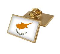 Cyprus Patriotic Flag Pin Badge - Novelty Flag Printed Crystal Patriotic Lapel Pin Brooch,Retro Flag Creativity Geometric Gift Tie Pin Badge Accessory Rectangle
